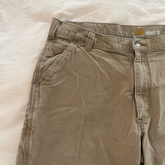 Carhartt Jeans Mens Brown Relaxed Fit Canvas Khaki Work Utility - Picture 8 of 11